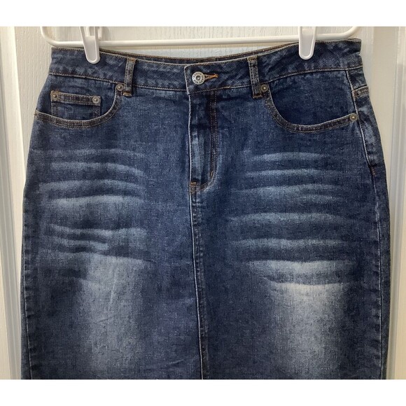 Route 66 Skirt Womens 8 Jean Denim Stretch 5 Pocket Vent Blue Vintage - Picture 3 of 9